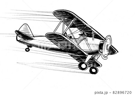 Vintage Retro Old Aircraft Red Color Sketch Engraving Vector Illustration  Scratch Board Style Imitation Black And White Hand Drawn Image Royalty  Free SVG Cliparts Vectors And Stock Illustration Image 169018875