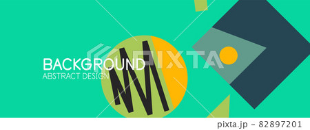 Abstract background. Blocks, lines, triangles, circles composition. Techno or business concept for wallpaper, banner, background, landing page 82897201
