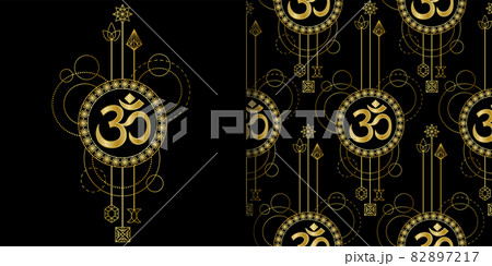 Om Gold geometric print and seamless pattern set Om Gold geometric print and seamless pattern set 82897217