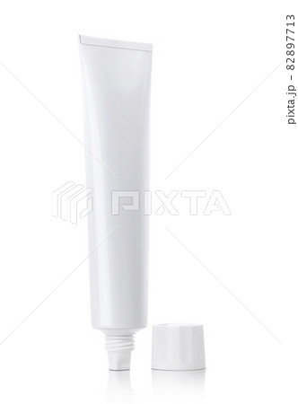 white tube for toothpaste or cosmetic product design mock-up isolated on white background 82897713