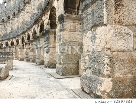 A inside wall fragment of ancient Roman amphitheater (Arena) in Pula, Croatia A inside wall fragment of ancient Roman amphitheater (Arena) in Pula, Croatia 82897833