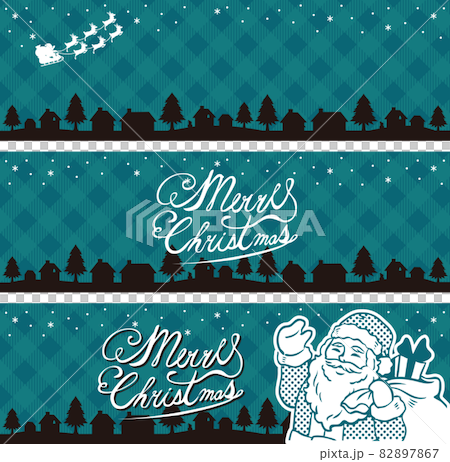 橫幅聖誕聖誕老人城市景觀複製空間框架背景可愛插圖集 82897867