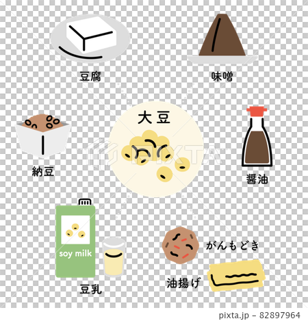 大豆と様々な大豆食品（日本語ver.） 82897964