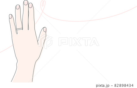 薬指に指輪をはめた女性の手とハートのイラスト素材 8434