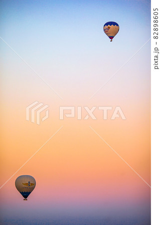 Bright hot air balloons in sky of Cappadocia, Turkey Bright hot air balloons in sky of Cappadocia, Turkey 82898605