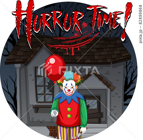 Horror Time badge with two creepy clowns Horror Time badge with two creepy clowns 82899868