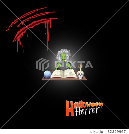 Halloween Horror word logo with witch character 82899967