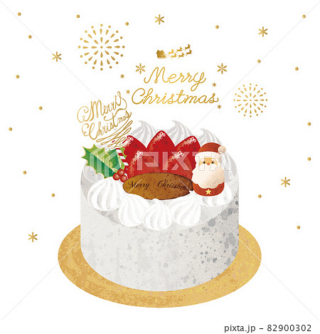 クリスマスケーキ　クリスマス　サンタクロース　水彩　背景　フレーム　コピースペース　イラスト　赤 82900302