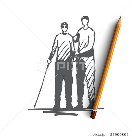 Child, disabled, handicapped, crutch, health concept. Hand drawn isolated vector. 82900305