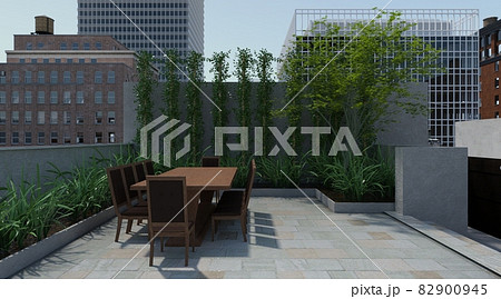 The rooftop garden of the high-rise building 3d illustration 82900945