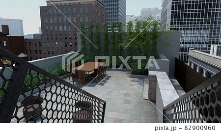 The rooftop garden of the high-rise building 3d illustration 82900960