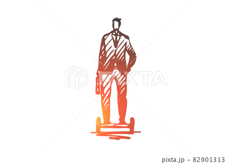 Segway, businessman, electric, transport, wheel concept. Hand drawn isolated vector. 82901313
