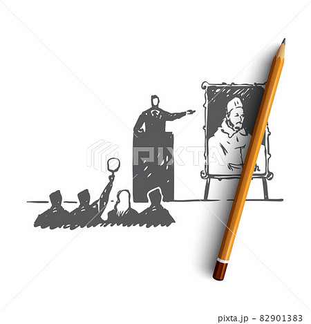 Picture, auction, sale, bidder, buyer concept. Hand drawn isolated vector. 82901383