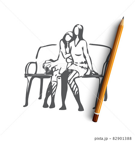 LGBT, lesbian, couple, romantic concept. Hand drawn isolated vector. 82901388