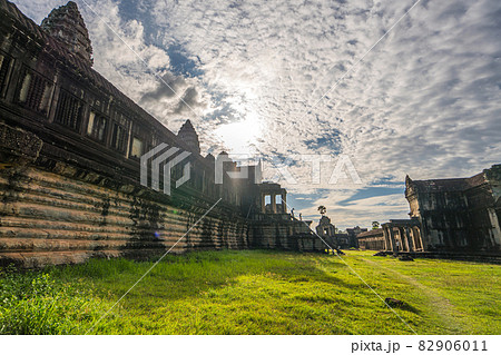 Angkor Wat Temple seen across the lake in Siem reap at Cambodia 82906011