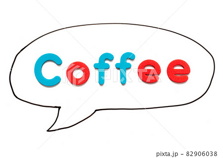 Alphabet letter with word coffee in black line hand drawing as bubble speech on white board background Alphabet letter with word coffee in black line hand drawing as bubble speech on white board background 82906038