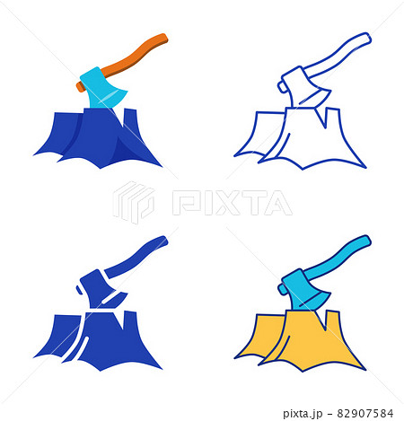 Logging icon set in flat and line style Logging icon set in flat and line style 82907584