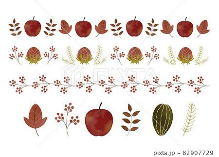 秋の植物 ライン装飾のイラスト素材