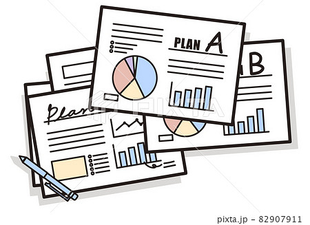 シンプルな企画書・提案書イラスト書類 82907911
