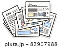 シンプルな大量のビジネス書類たち 82907988