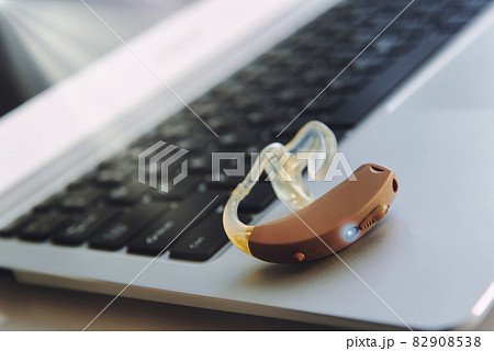 Hearing aid device on laptop Hearing aid device on laptop 82908538
