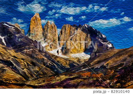 Mountain landscape at Torres del Paine, in Chile 82910140