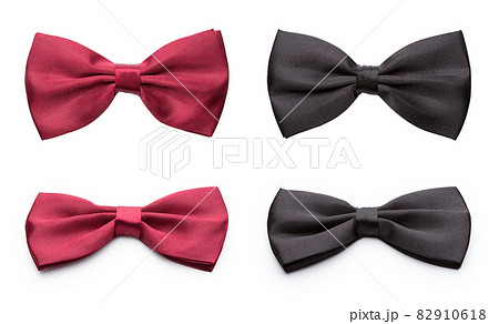 Red and black bow ties set isolated on white background Red and black bow ties set isolated on white background 82910618