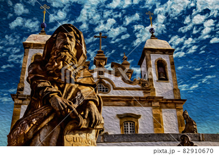 Soapstone statues and Baroque Church in Brazil Soapstone statues and Baroque Church in Brazil 82910670