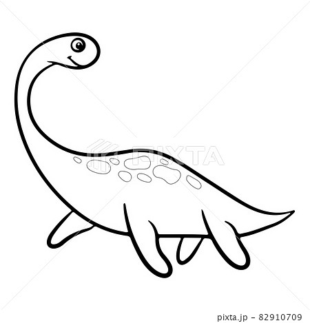 Dinosaur. Black and white vector illustration for coloring. Children's educational game. Vector, flat cartoon style. 82910709
