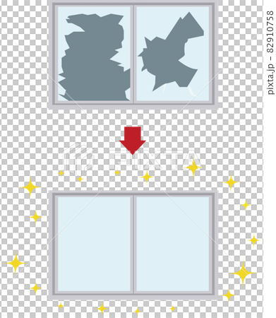 Illustration vector of broken windows and repaired windows 82910758