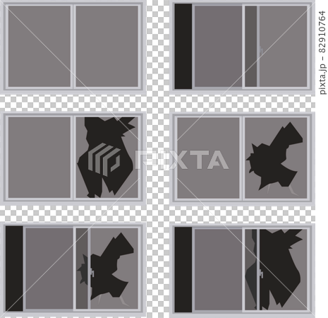 割れた・破壊された窓ガラスのイラスト ベクターのイラスト素材