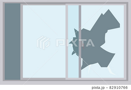 割れた 破壊された窓ガラスのイラスト ベクターのイラスト素材