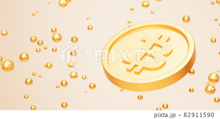 Bitcoin crypto currency gold coin, e-commerce investment concept, 3d render on beige background Bitcoin crypto currency gold coin, e-commerce investment concept, 3d render on beige background 82911590