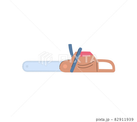 Chainsaw for woodcutting and construction flat vector illustration isolated. 82911939