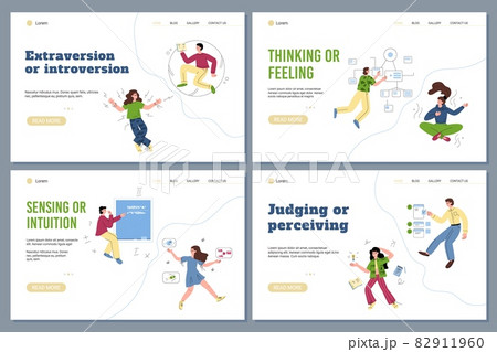 Set of web banners comparing MBTI personality types, flat vector illustration. 82911960