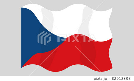 Detailed flat vector illustration of a flying flag of Czech Republic on a light background. Correct aspect ratio.