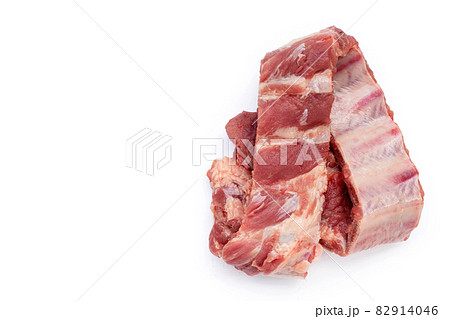 Raw pork ribs on white background. Raw pork ribs on white background. 82914046