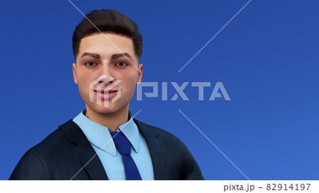 businessman on blue background suit and tie guy 3D illustration businessman on blue background suit and tie guy 3D illustration 82914197