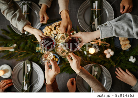 Christmas Dinner Top View 82914362