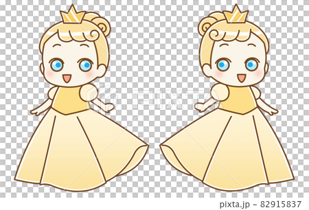 かわいいお姫様 右向き左向き セット イエロー かわいいお姫様 右向き左向き セット イエロー 82915837