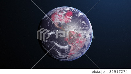 Image of the planet earth spinning around and changing colors in a blue dark background 82917274