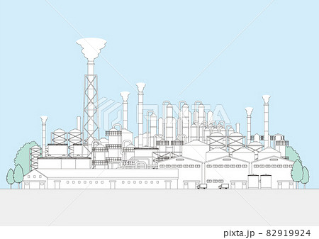 工場地帯の線画ベクターイラスト 工場地帯の線画ベクターイラスト 82919924