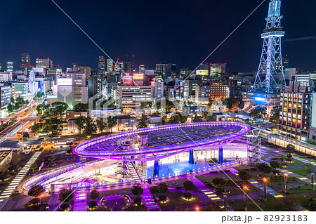 《愛知県》名古屋都市夜景・栄の街並み 82923183