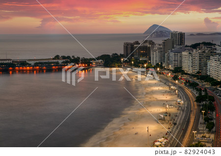 Brazil, Rio de Janeiro, Copacabana Avenida Atlantica and Copacabana Beach at sunset Brazil, Rio de Janeiro, Copacabana Avenida Atlantica and Copacabana Beach at sunset 82924043
