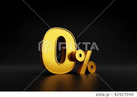 Gold zero percent or 0% special offer on black background. 3d render illustration 82927040