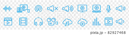 Audio Video Icons Pack. Thin line icons set. Flat  82927468