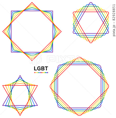 LGBTの象徴である虹色6色で構成された美しいラインアート フレーム セット ベクター 82928851