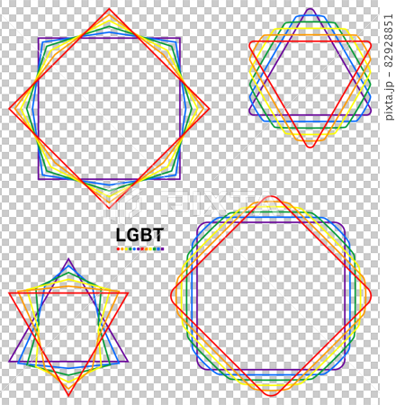 LGBTの象徴である虹色6色で構成された美しいラインアート フレーム セット ベクター 82928851