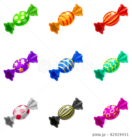Candy Isometric Set Wrapped Candy Colorful のイラスト素材