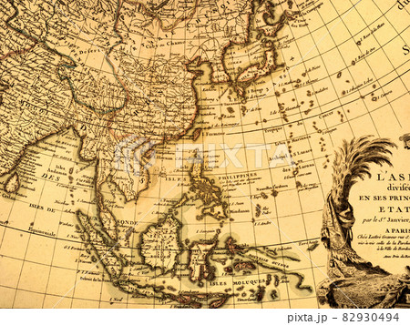 アンティークの世界地図 東南アジア アンティークの世界地図 東南アジア 82930494